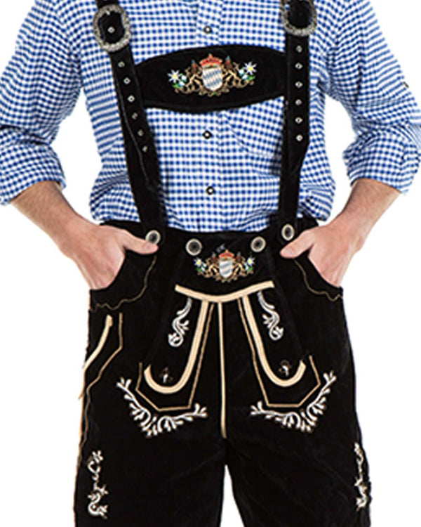 Oskar Deluxe Black Lederhosen Plus Size Mens Costume