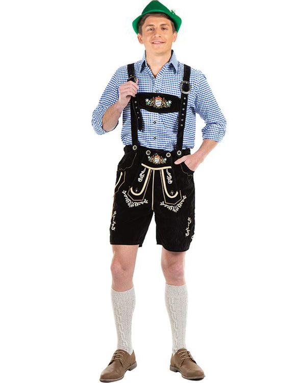 Oskar Deluxe Black Lederhosen Plus Size Mens Costume