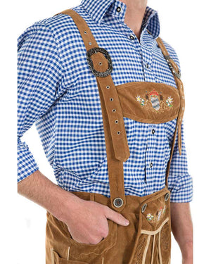 Oskar Deluxe Tan Lederhosen Mens Costume