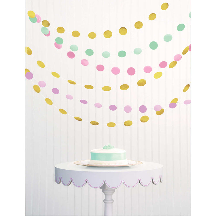 Pastel String Circle Decorations Paper & Foil Pack of 6