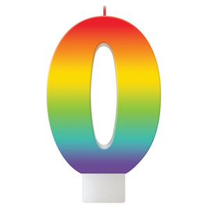 Birthday Celebration Rainbow Candle Number #0