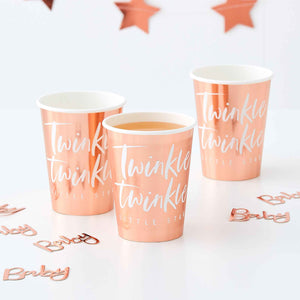 Twinkle Twinkle Paper Cups Rose Gold Foiled Pack of 8