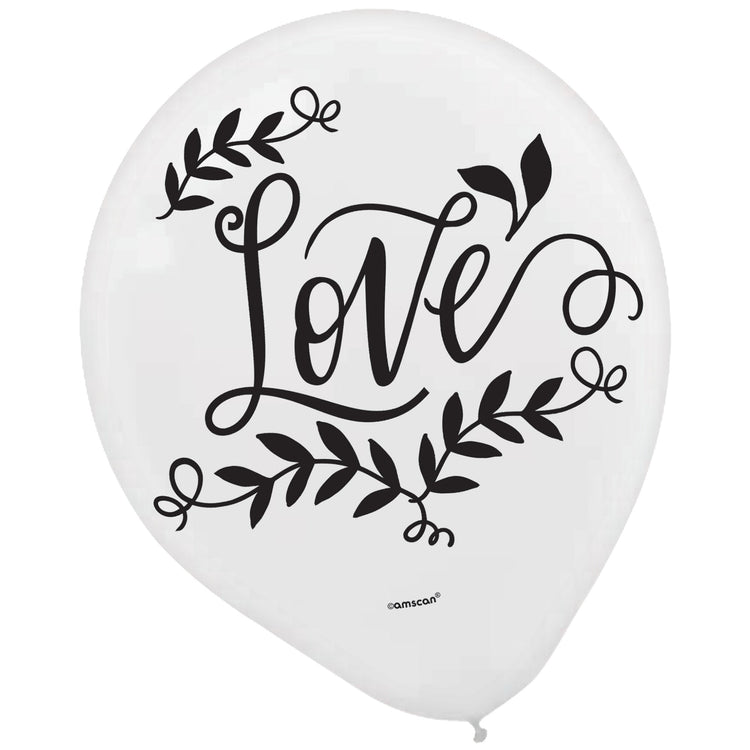 Love and Leaves 30cm Latex Balloons Assorted Colours Pack of 15