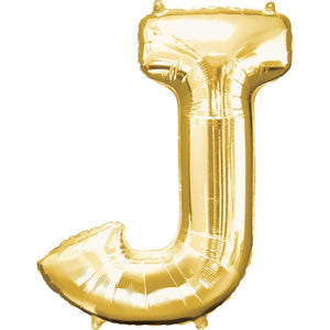 Gold Letter J Supershape 86cm Balloon