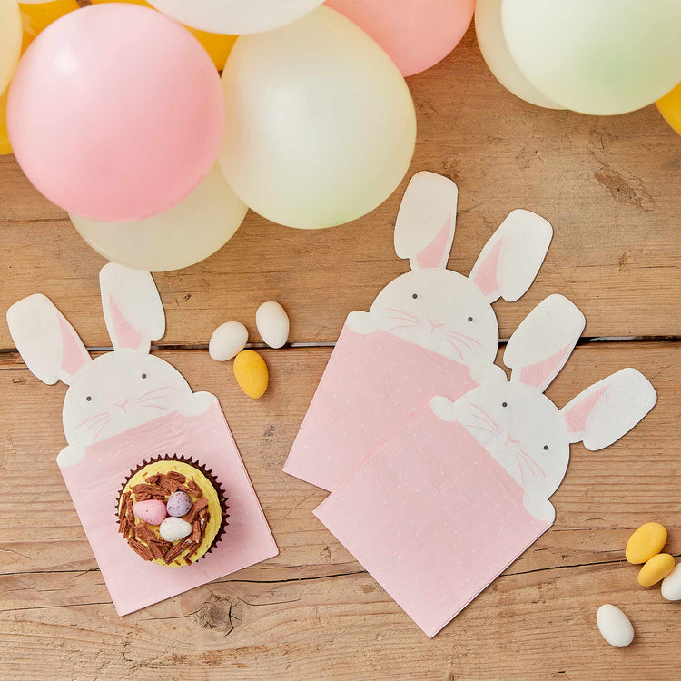 Eggciting Easter Peeking Bunny Easter Napkins