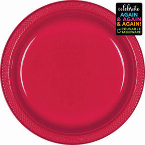 Premium Plastic Plates 23cm 20 Pack - Apple Red Pack of 20