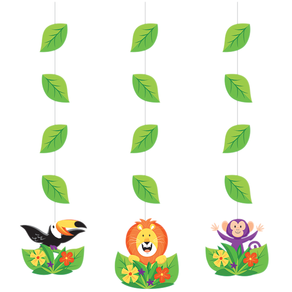 Jungle Safari Hanging String Cutouts 57cm Pack of 3