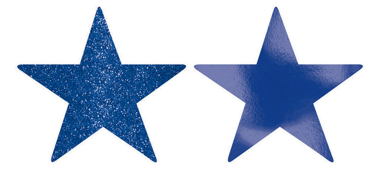 Solid Star Cutouts Foil & Glitter -  Bright Royal Blue Pack of 5