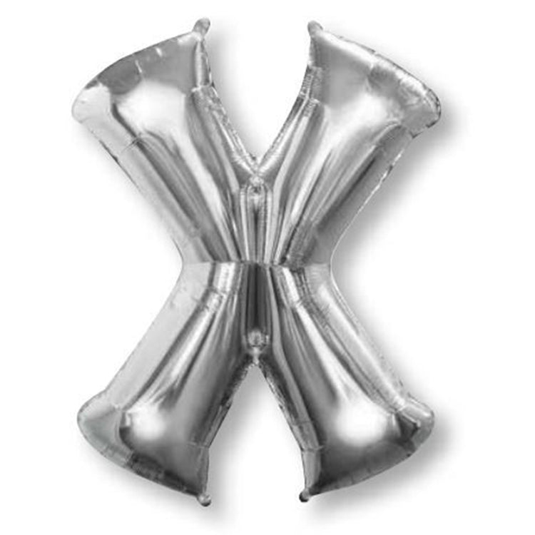 Silver 86cm Letter X Supershape Foil Balloon