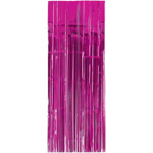 Bright Pink Metallic Foil Door Curtain