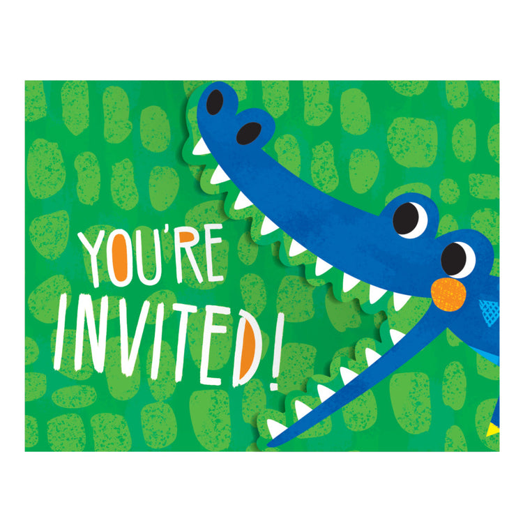 Alligator Party Invitations Gatefold 11cm x 14cm Pack of 8