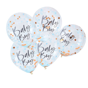 Twinkle Twinkle Confetti 30cm Balloons Baby Boy Blue Pack of 5
