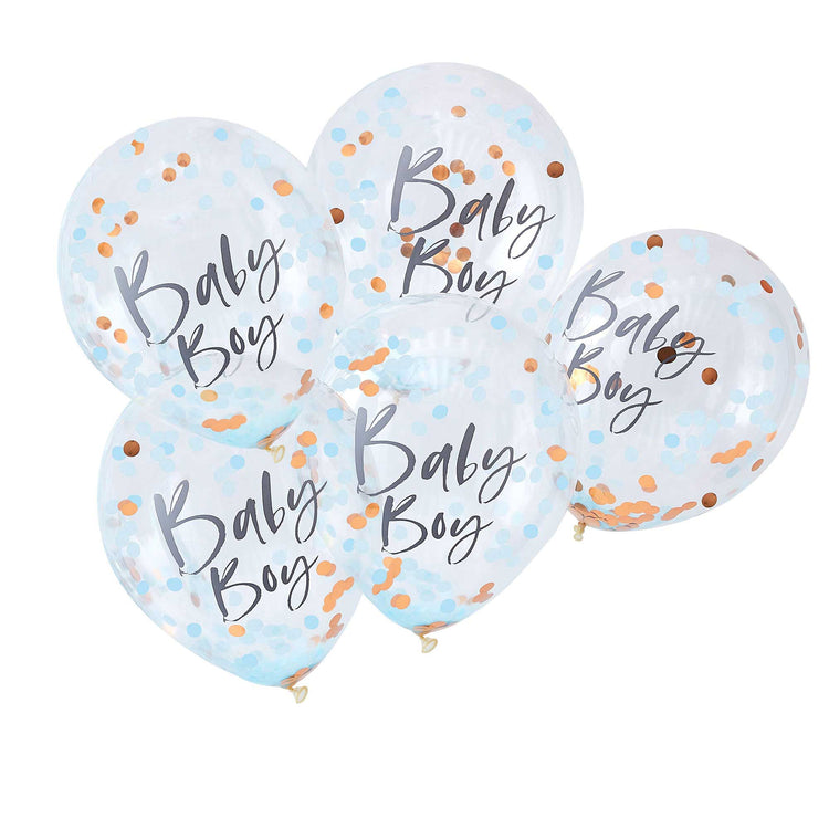 Twinkle Twinkle Confetti 30cm Balloons Baby Boy Blue Pack of 5