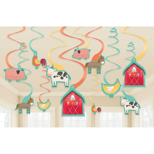 Barnyard Birthday Hanging Swirl Decorations Value Pack Pack of 12