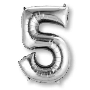 Silver 86cm Number 5 Supershape Foil Balloon