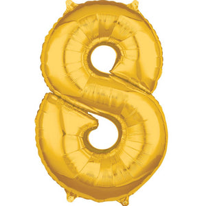 Mid-Size Shape Gold Numeral 8. L26