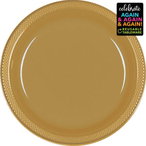 Premium Plastic Plates 23cm 20 Pack - Gold Pack of 20