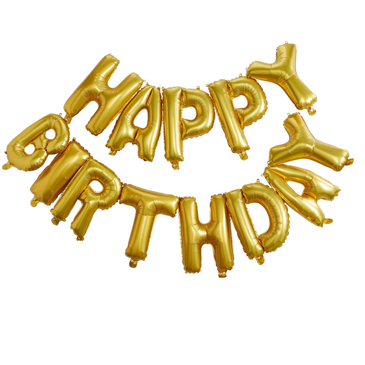 Pick & Mix Happy Birthday Balloon Bunting - Gold Pack of 14