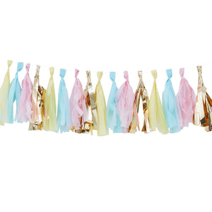 Pick & Mix Tassel Garland Pastel & Gold Pack of 18