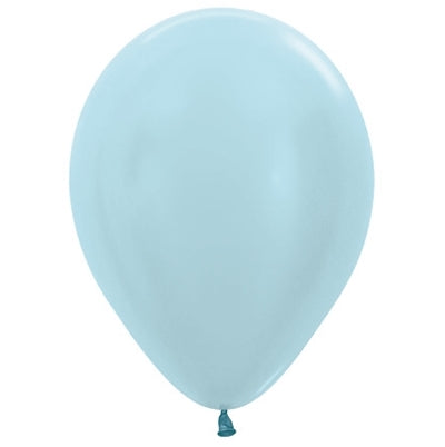 Sempertex 30cm Satin Pearl Blue Latex Balloons 440, 100PK Pack of 100