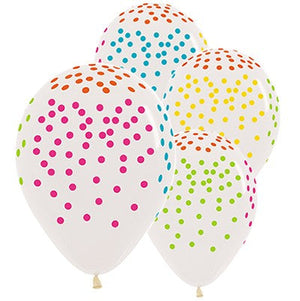 Sempertex 30cm Multi Coloured Confetti Crystal Clear Latex Balloons, 12PK Pack of 12