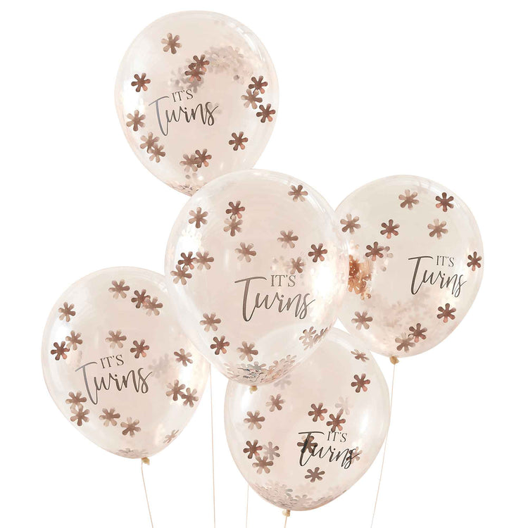 Baby In Bloom Its Twins 30cm Latex Balloons & Confetti Pack of 5