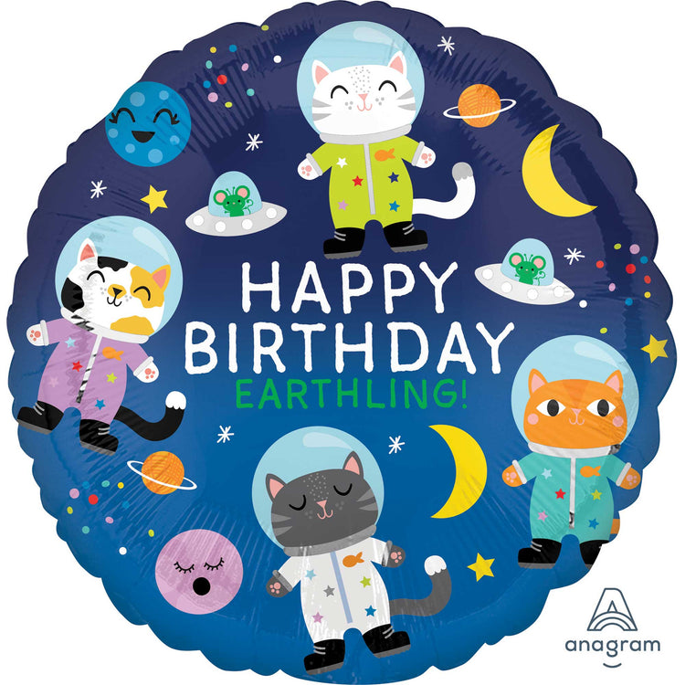 45cm Standard HX Happy Birthday Space Cats S40