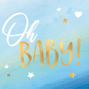 Oh Baby Boy Beverage Napkins Hot Stamped Pack of 16