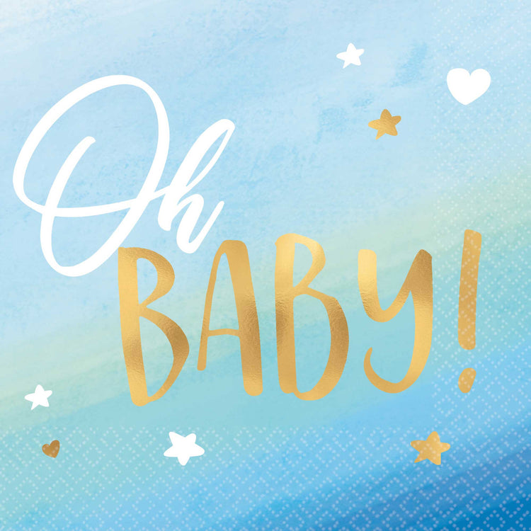 Oh Baby Boy Beverage Napkins Hot Stamped Pack of 16