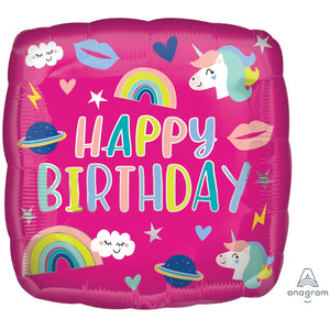 45cm Standard HX Happy Birthday Unicorn Trendy Icons S40