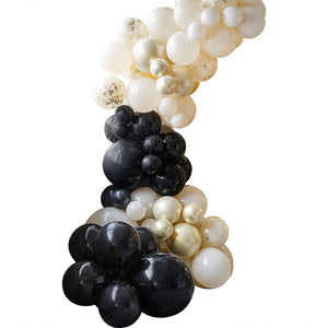 Champagne Noir Black, Nude & Champagne Gold Balloon Arch