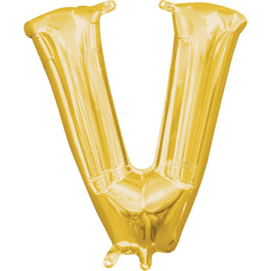 Gold 40cm Letter V Balloon