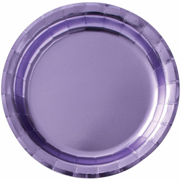 Metallic 17cm Lavender Round Plates Pack of 8