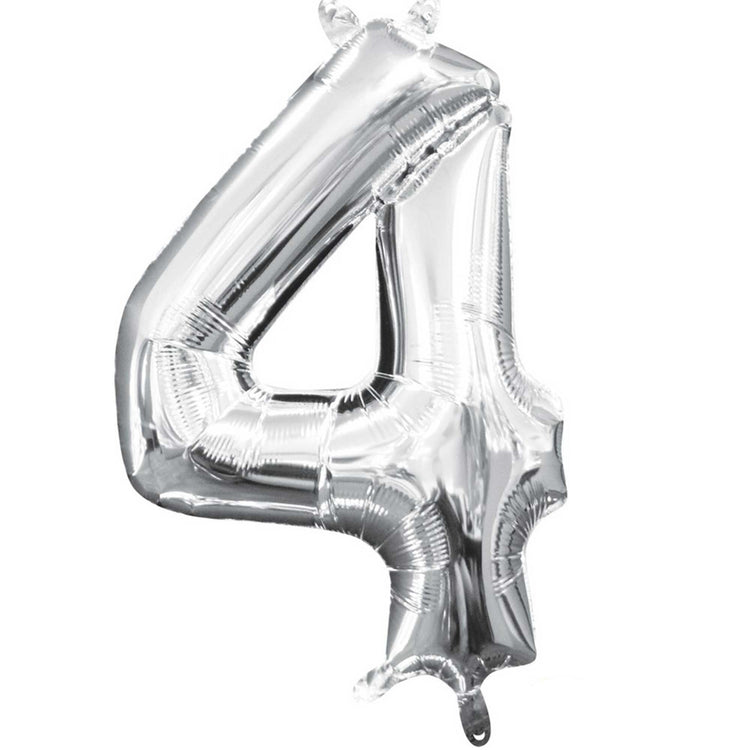 Silver 40cm Number 4 Balloon