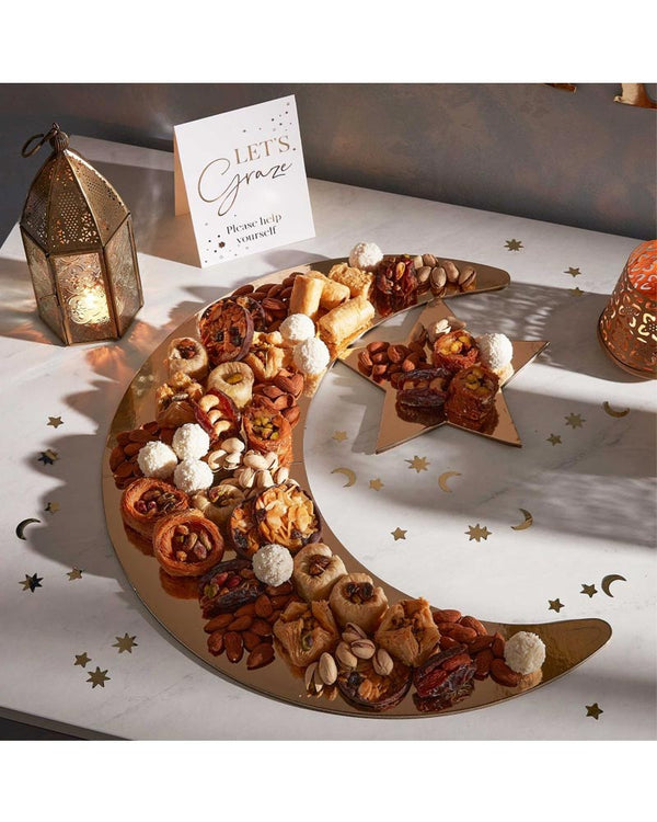 Eid Grazing Board Crescent Moon and Star Shaped Gold