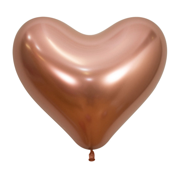 Sempertex 35cm Hearts Metallic Reflex Rose Gold Latex Balloons 968, 12PK Pack of 12