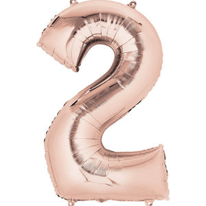 Rose Gold 83cm Number 2 Super Shape Balloon