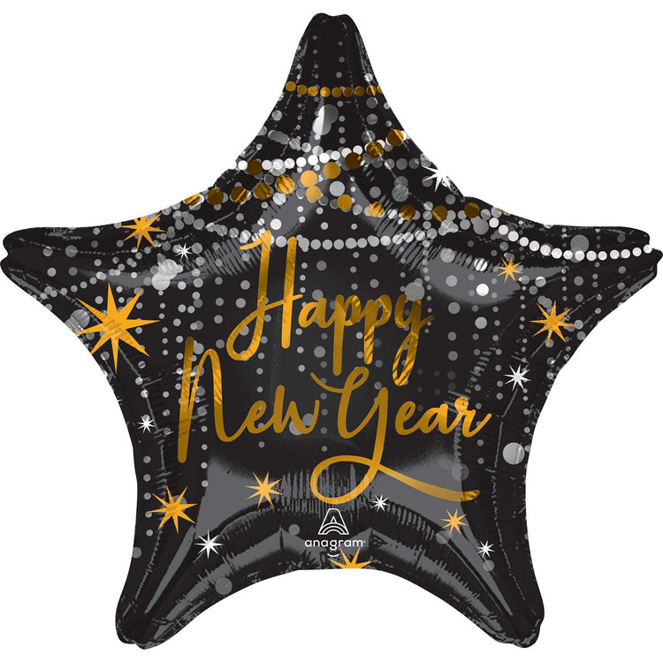 45cm Standard XL Happy New Year Midnight Hour Star S40