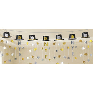 NYE Top Hat Garland Black, Silver & Gold