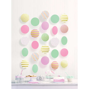 Pastel Hanging Paper Circle Decorations Pack of 5