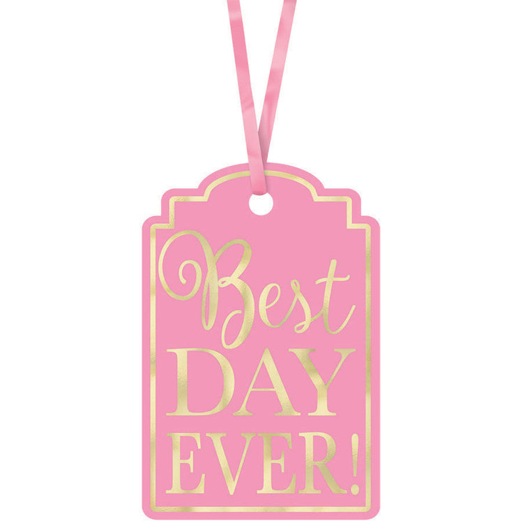 Best Day Ever Printed Tags - New Pink Pack of 25