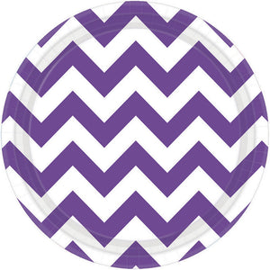 Chevron 17cm Round Plates New Purple Pack of 8