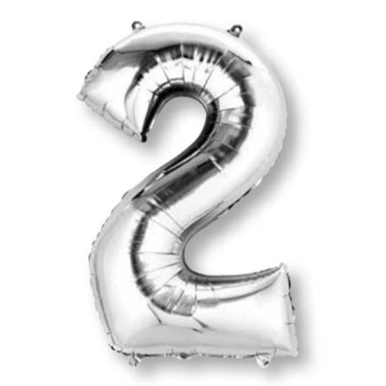 Silver 86cm Number 2 Supershape Foil Balloon