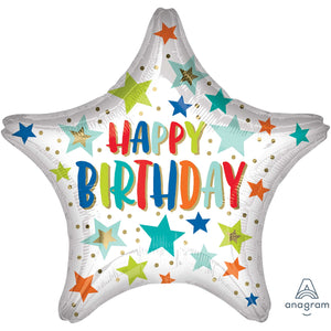 45cm Standard XL Happy Birthday Stars and Dots Star S40