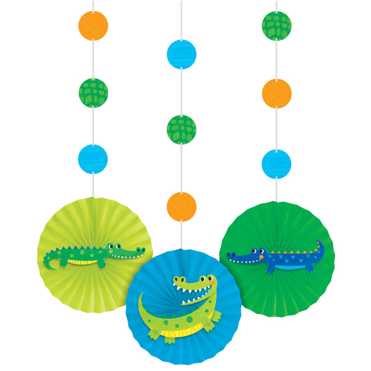 Alligator Party Hanging Cutouts & Fans Decorations 91cm Pack of 3