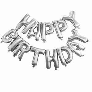 Pick & Mix Happy Birthday Balloon Bunting - Silver Pack of 14