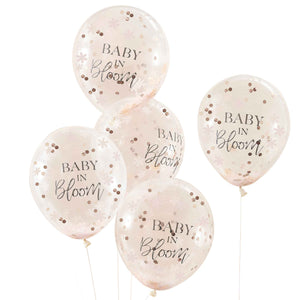 Baby In Bloom Flowers 30cm Latex Balloons & Confetti Pack of 5