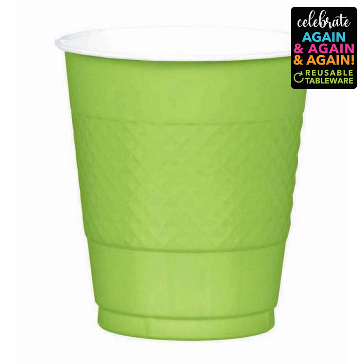 Premium Plastic Cups 355ml 20 Pack - Kiwi Pack of 20