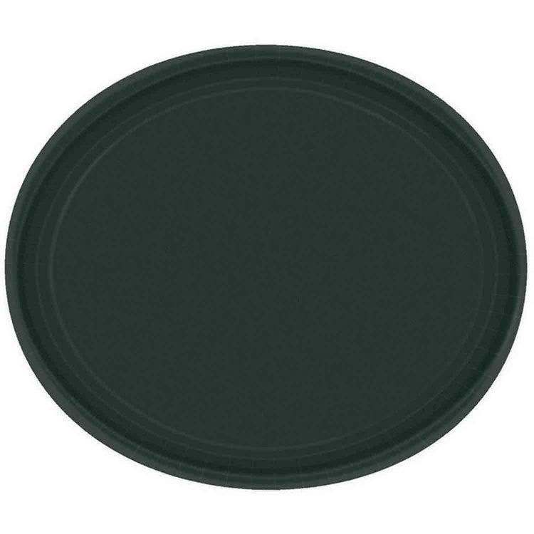 Paper Plates Oval 12in/30.4cm Jet Black Pack of 20