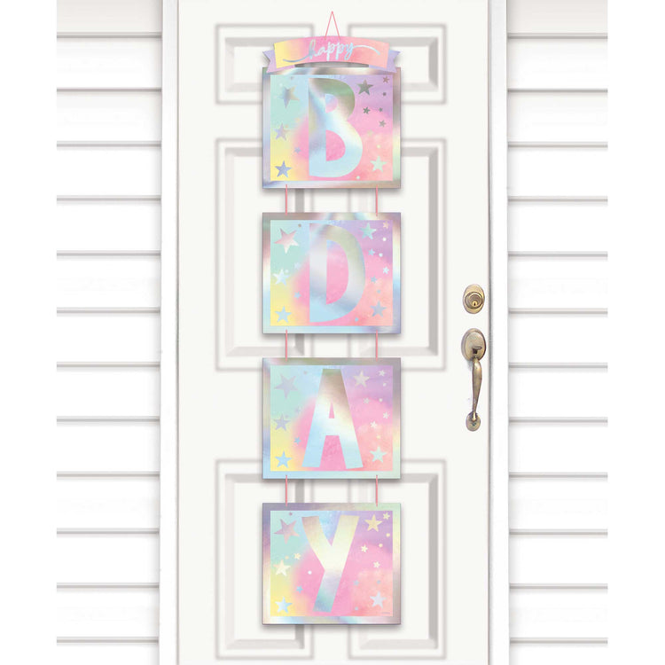 Luminous Birthday Iridescent Foil BDAY Door Hanging Decoration